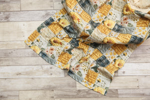 "Quilted" Layer, Basket Stuffer, Blanket- Sunflowers- Made to order
