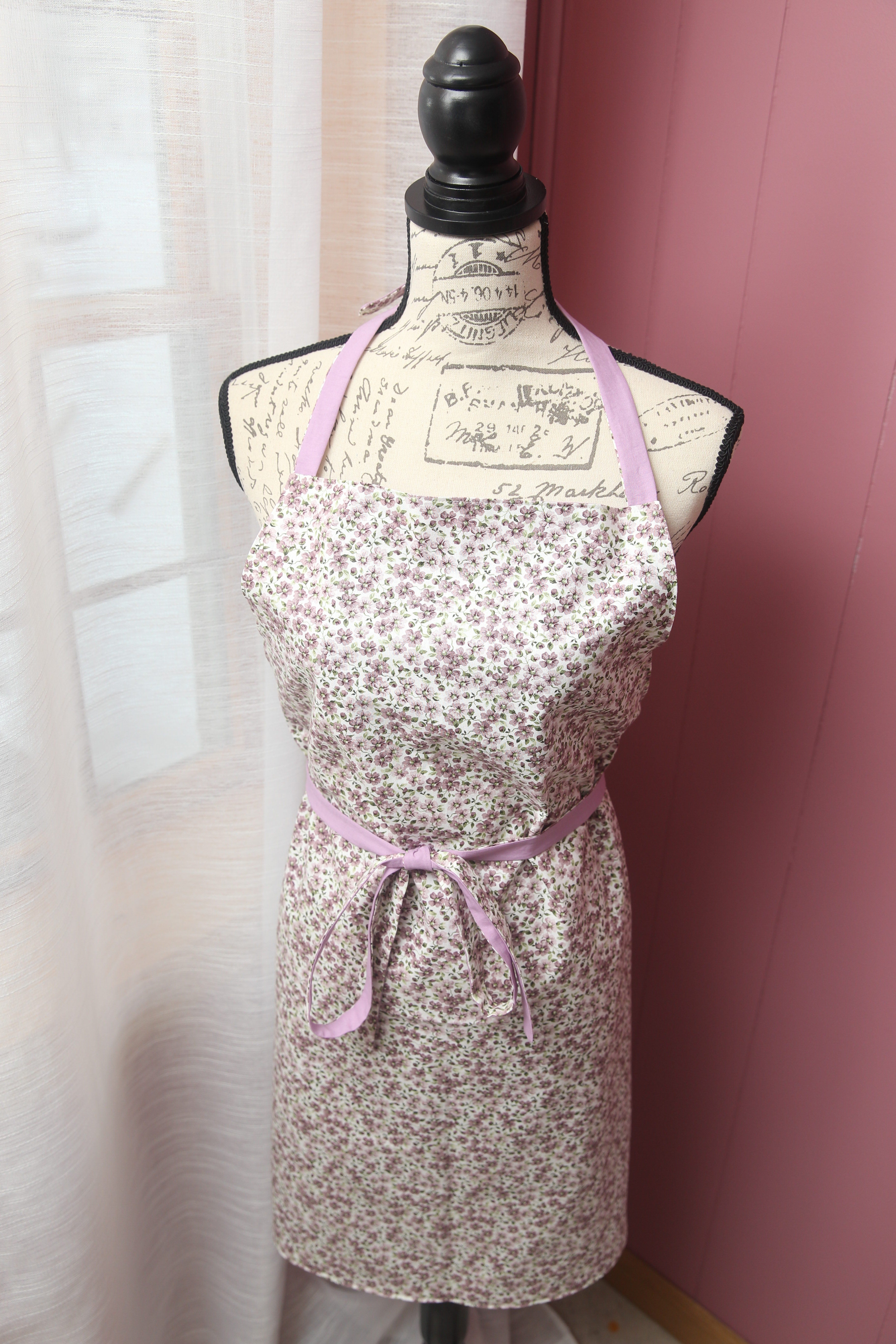 Kitchen Apron- Purple Flower Patch- NON-PROP- MADE TO ORDER