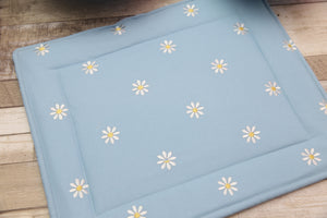 NON-PROP (Blue Daisies) Bowl, Jar, Cup, Plate COVERS; Hot Pad; Jar Opener; Blue Daisies; MADE TO ORDER