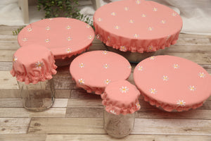 NON-PROP (PINK Daisies) Bowl, Jar, Cup, Plate COVERS; Hot Pad; Jar Opener; PINK Daisies; MADE TO ORDER