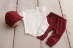 READY TO SHIP- Newborn Boy Cap, T-Shirt, Pants Set- Distressed Valentine