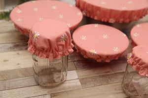 NON-PROP (PINK Daisies) Bowl, Jar, Cup, Plate COVERS; Hot Pad; Jar Opener; PINK Daisies; MADE TO ORDER
