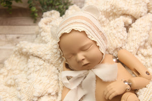 Newborn or Sitter Beary Cute Bonnet- Lacy- Made to Order