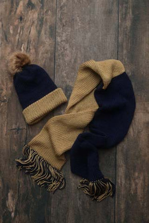 USNA Scarf and/or Hat, Knit Scarf, Knit Hat, Blue and Gold, Made to Order; NON-PROP