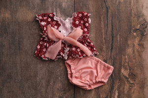 READY TO SHIP- Kelly Newborn Girl Set- Valentine's Flowers