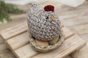 NON-PROP Mabel the Chicken; Brown and White Tweed; Ready to Ship