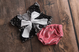 READY TO SHIP- Kelly Newborn Girl Set- Black Heart Valentine's