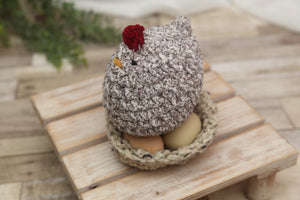 NON-PROP Mabel the Chicken; Brown and White Tweed; Ready to Ship