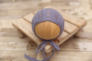 Knit Newborn Bonnet- Lavender Rachel- MADE TO ORDER