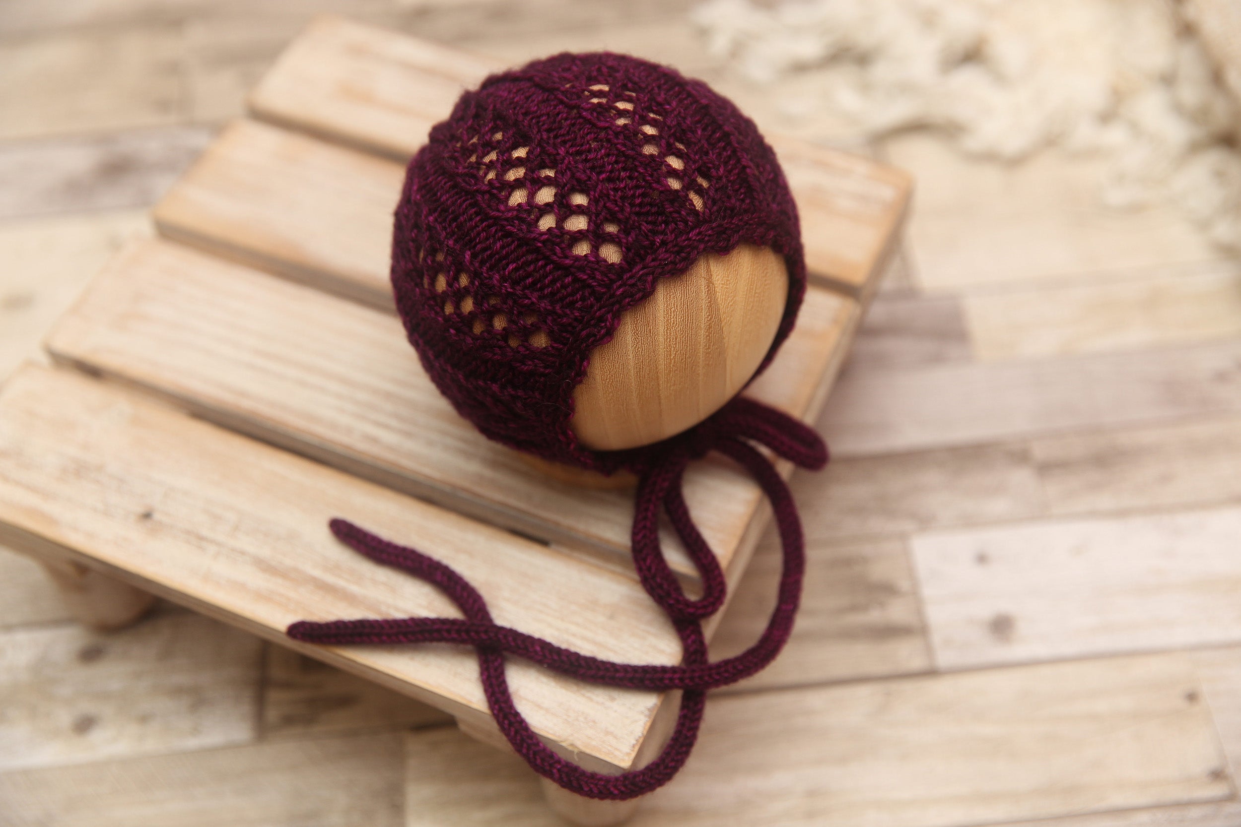 Knit Newborn Bonnet- Winterberry Elise- MADE TO ORDER