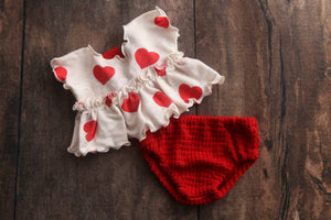 READY TO SHIP- Kelly Newborn Girl Set- Valentine's Hearts