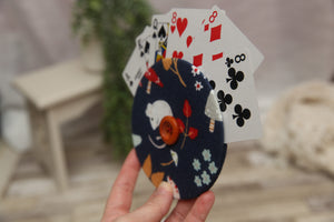 Playing Card Holder; Card Holder; Made to Order; Blue Mouse and Mushies; NON-PROP