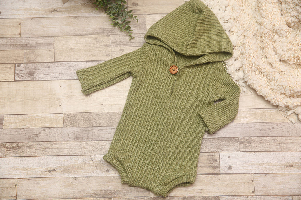 Ryan- Newborn/Sitter Boy Hooded- Lime Sweater Romper- Made to Order