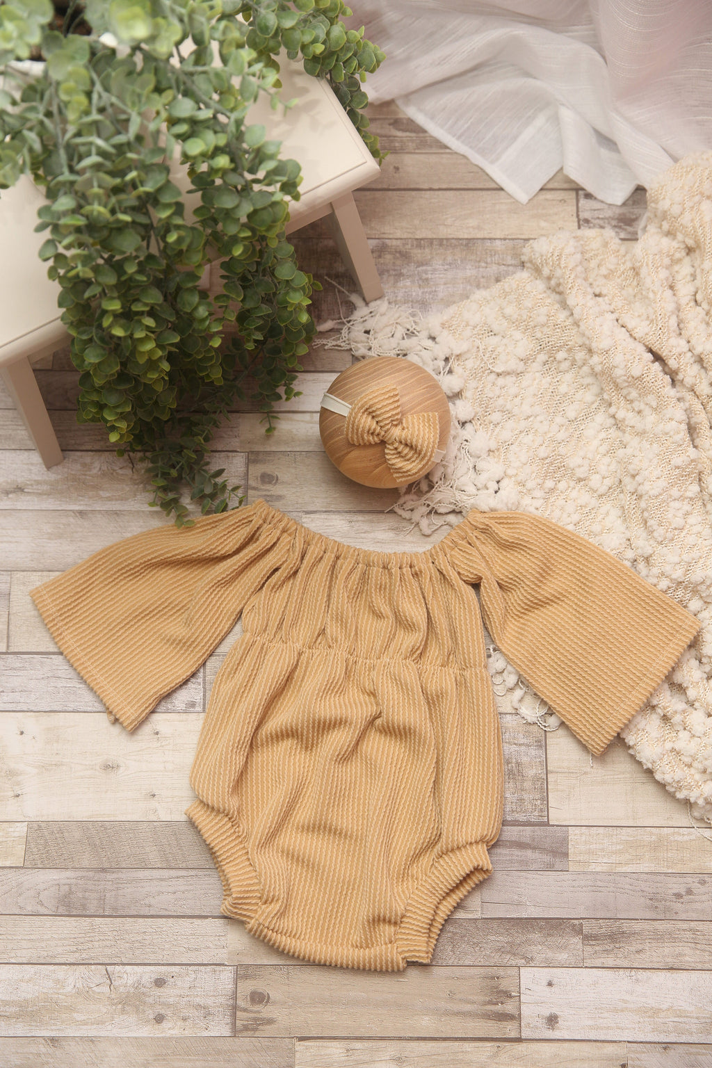 Bellami Romper; 9/12 Month; Curry Ripples; Cakesmash- READY TO SHIP