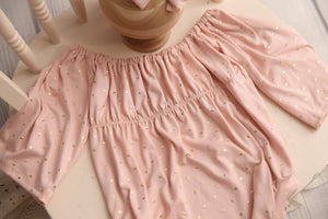 Bellami Romper; 0-3 month- 18/24 Month; Soft Pink with Golden Hearts; Cakesmash- MADE TO ORDER