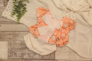 Kelly Newborn Girl Set- Floral Nectarine- Made To Order