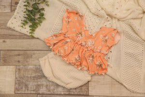 Kelly Newborn Girl Set- Floral Nectarine- Made To Order