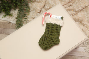 NON-PROP; Tiny Gift Card Stockings; Green & Fuzzy Cuff; Ready to Ship