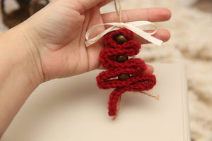 NON-PROP; Christmas Ornaments; Bead Trees; Red with Wood Beads; Ready to Ship