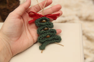 NON-PROP; Christmas Ornaments; Bead Trees; Dark Green & Wood Beads; Ready to Ship