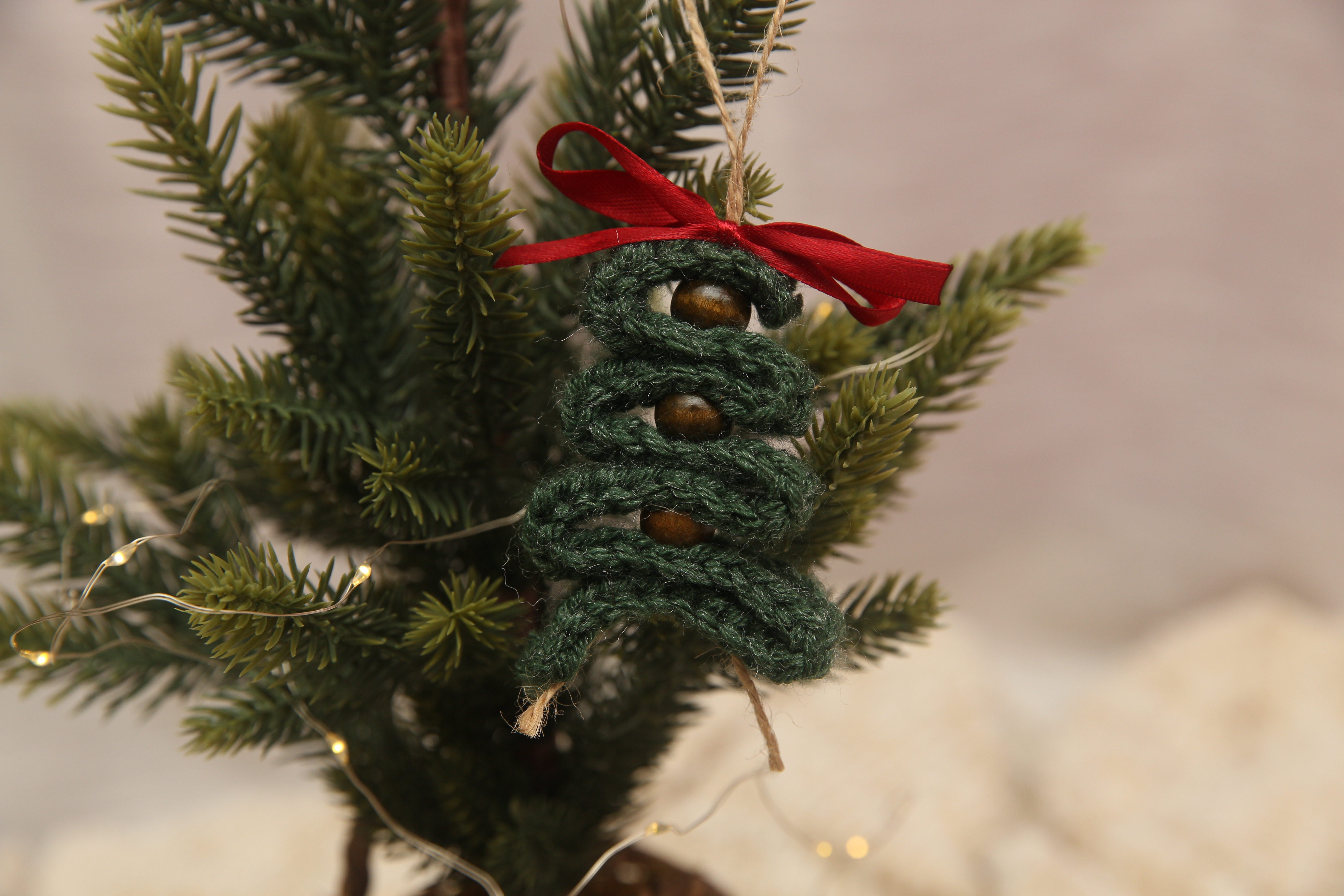 NON-PROP; Christmas Ornaments; Bead Trees; Dark Green & Wood Beads; Ready to Ship