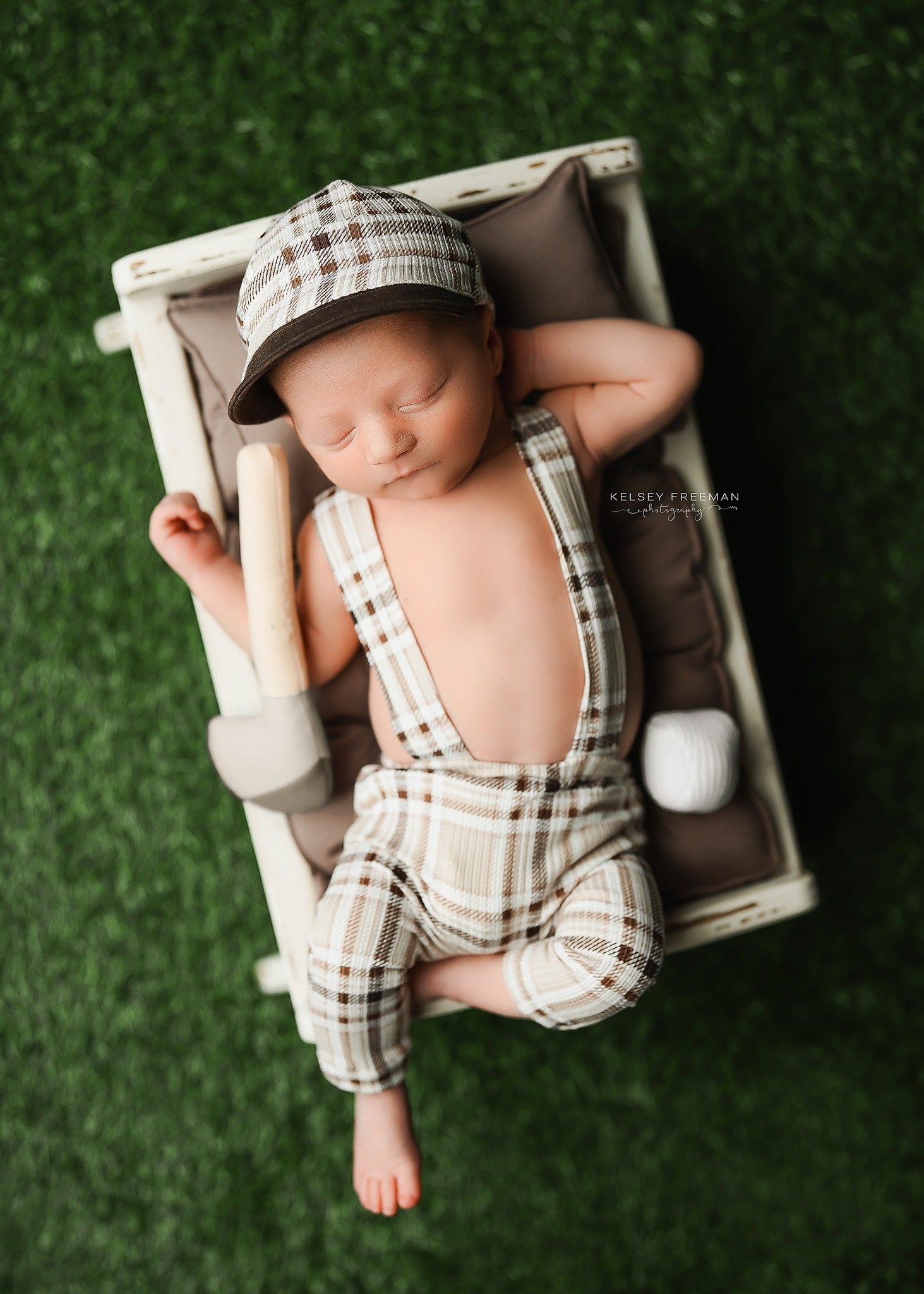 Newborn Boy Cap and/or Suspenders- Chocolate Plaid- MADE TO ORDER