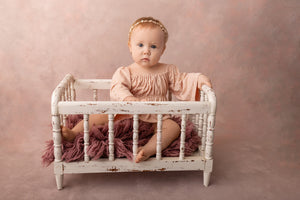 Bellami Romper; 0-3 month- 18/24 Month; Soft Pink with Golden Hearts; Cakesmash- MADE TO ORDER