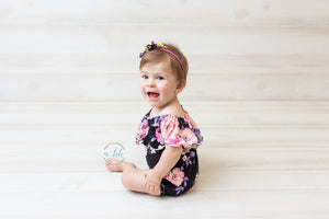 Anisa- Sitter Flutter Romper; Sitter Romper; Soft Yellow Floral; READY TO SHIP