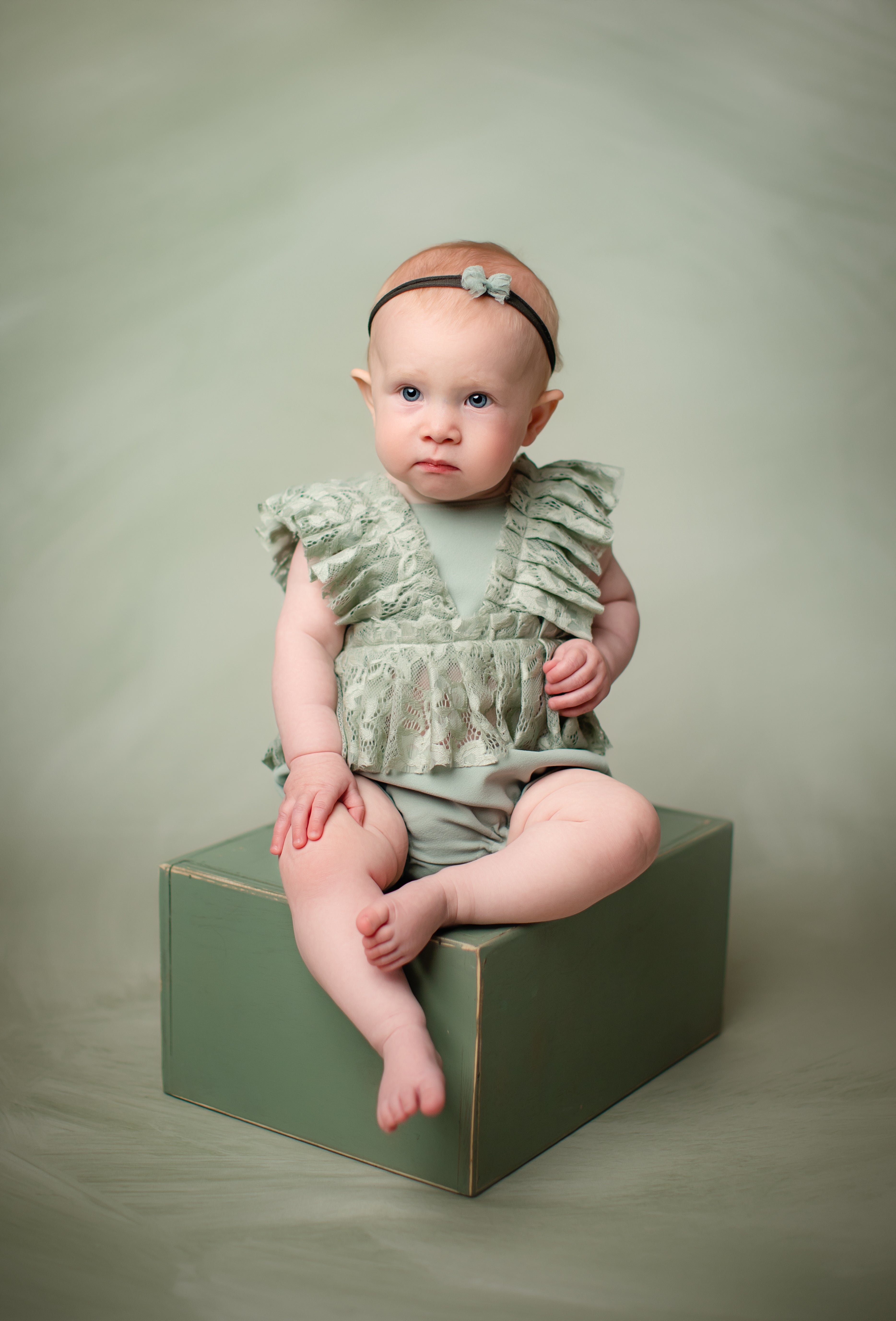 Newborn or Sitter (6-12 OR 12-18 Month)- Lacy Sage Kinsley Outfit- MADE TO ORDER
