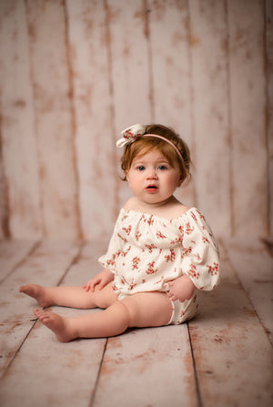 Bellami Romper; 0-3 month to 18/24 month; Sage Floral- MADE TO ORDER