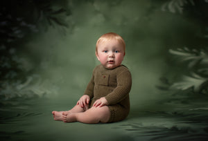 Hugh- Newborn/Sitter Boy Body Suit- Olive Ripples Romper- MADE TO ORDER