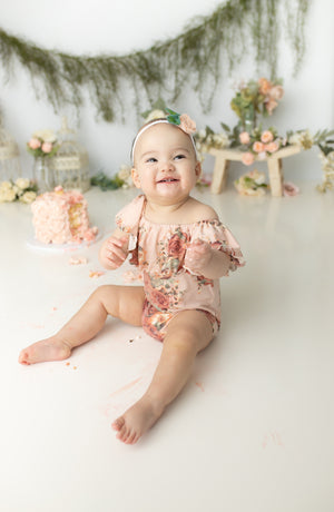 Anisa- Sitter Flutter Romper; Sitter Romper; Soft Yellow Floral; READY TO SHIP