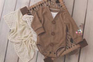 Sophisticated Christmas Cardigan Romper- Newborn- Sitter Size- MADE TO ORDER