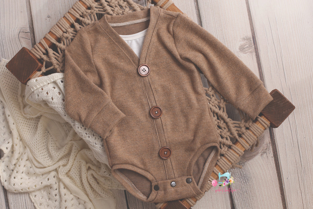 Sophisticated Christmas Cardigan Romper- Newborn- Sitter Size- MADE TO ORDER