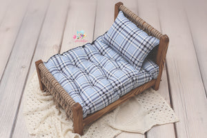 Made to Order REVERSIBLE 2 Color Navy Blue Plaid- NB Mattress