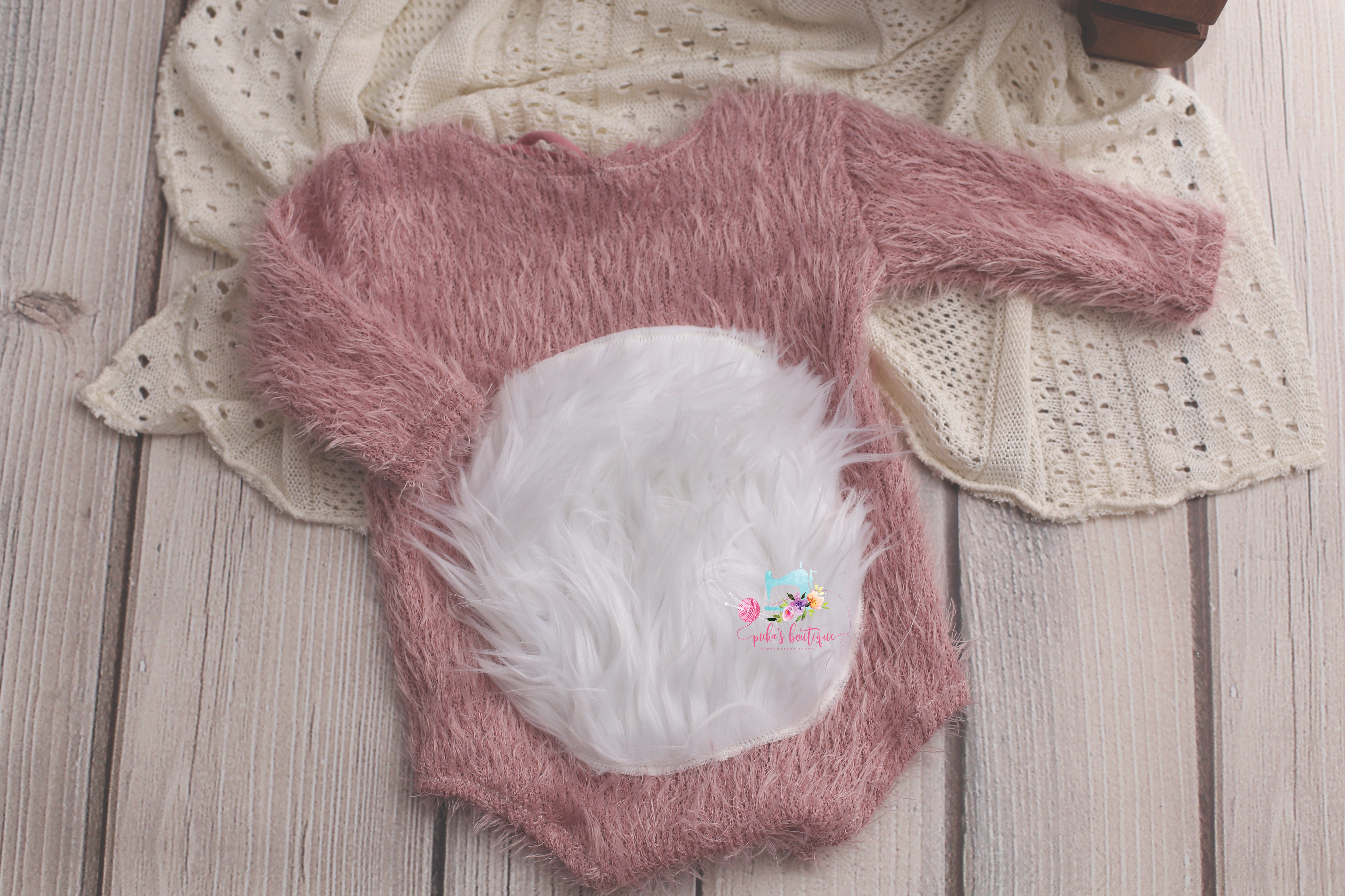 Newborn or Sitter Some Big Fluffy Bunny Bunnies Bonnet and/or Romper- Pink&White- MTO
