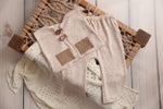Syler Newborn or Sitter  (6-9 month) Vest & Pants Set- Neutral & Neutral- MADE TO ORDER