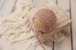 Knit Newborn Bonnet- Soft Pink Florence- Made To Order
