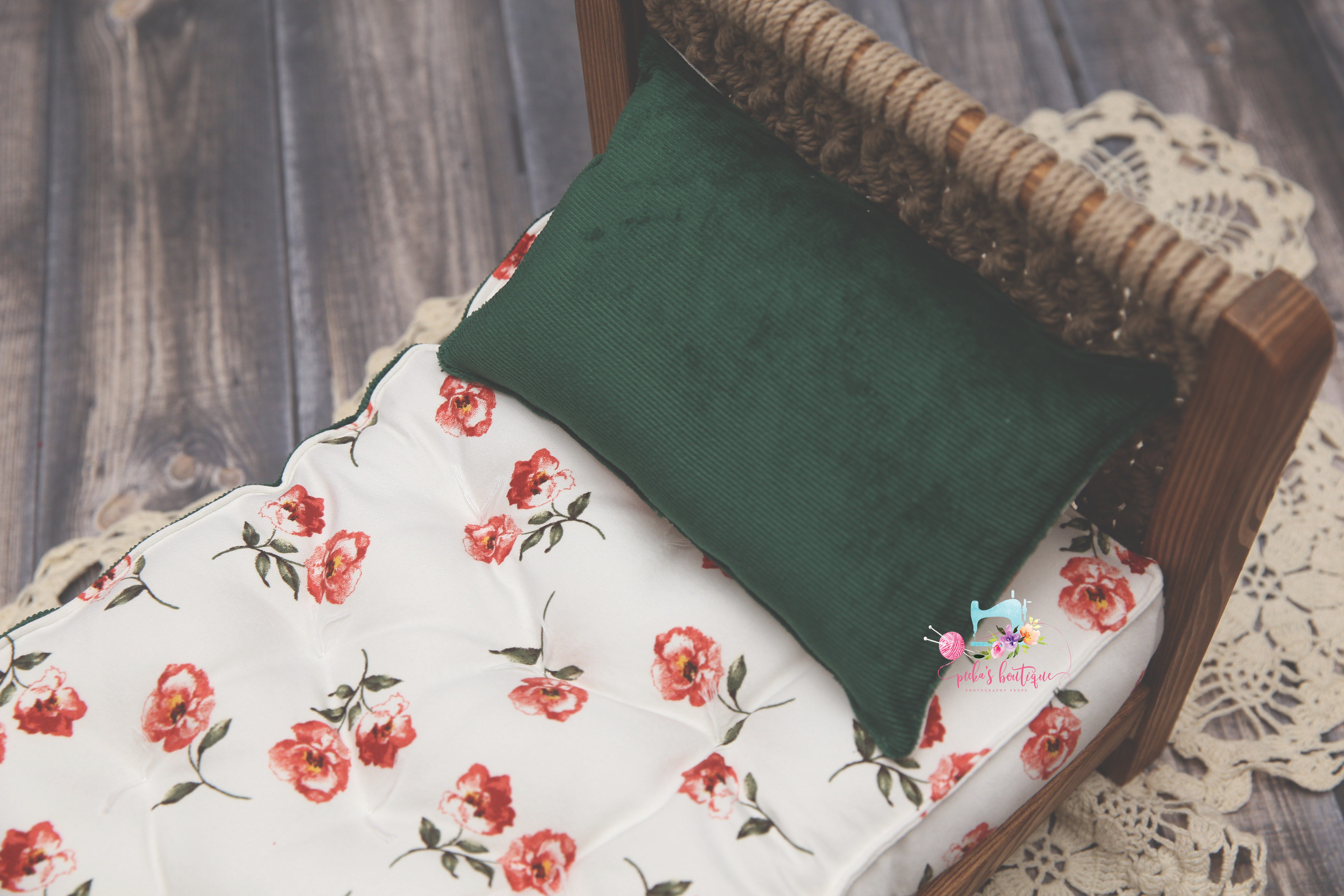 MADE TO ORDER- REVERSIBLE 2 Color Christmas Falling Flowers & Corduroy- NB Mattress