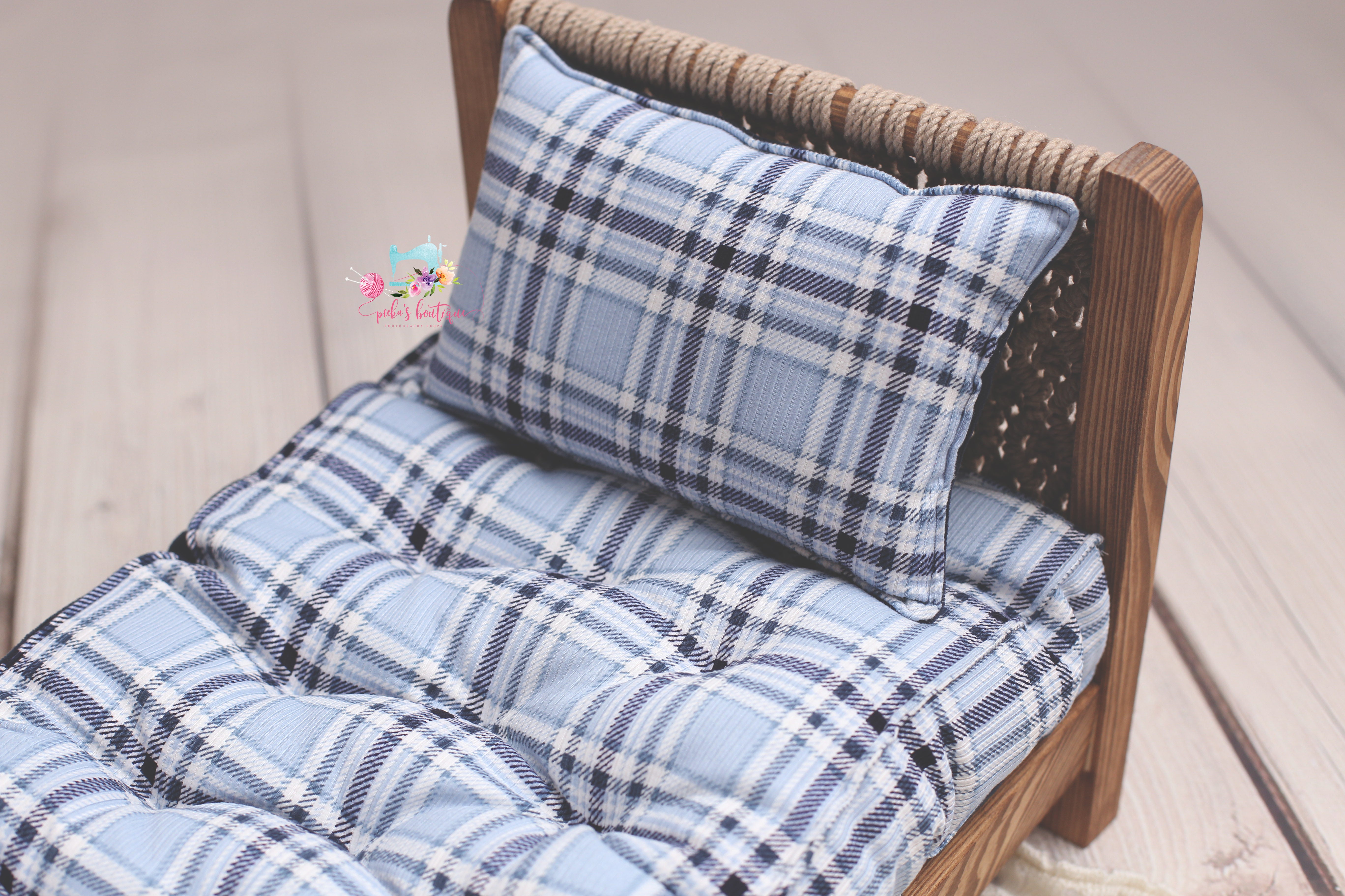 Made to Order REVERSIBLE 2 Color Navy Blue Plaid- NB Mattress