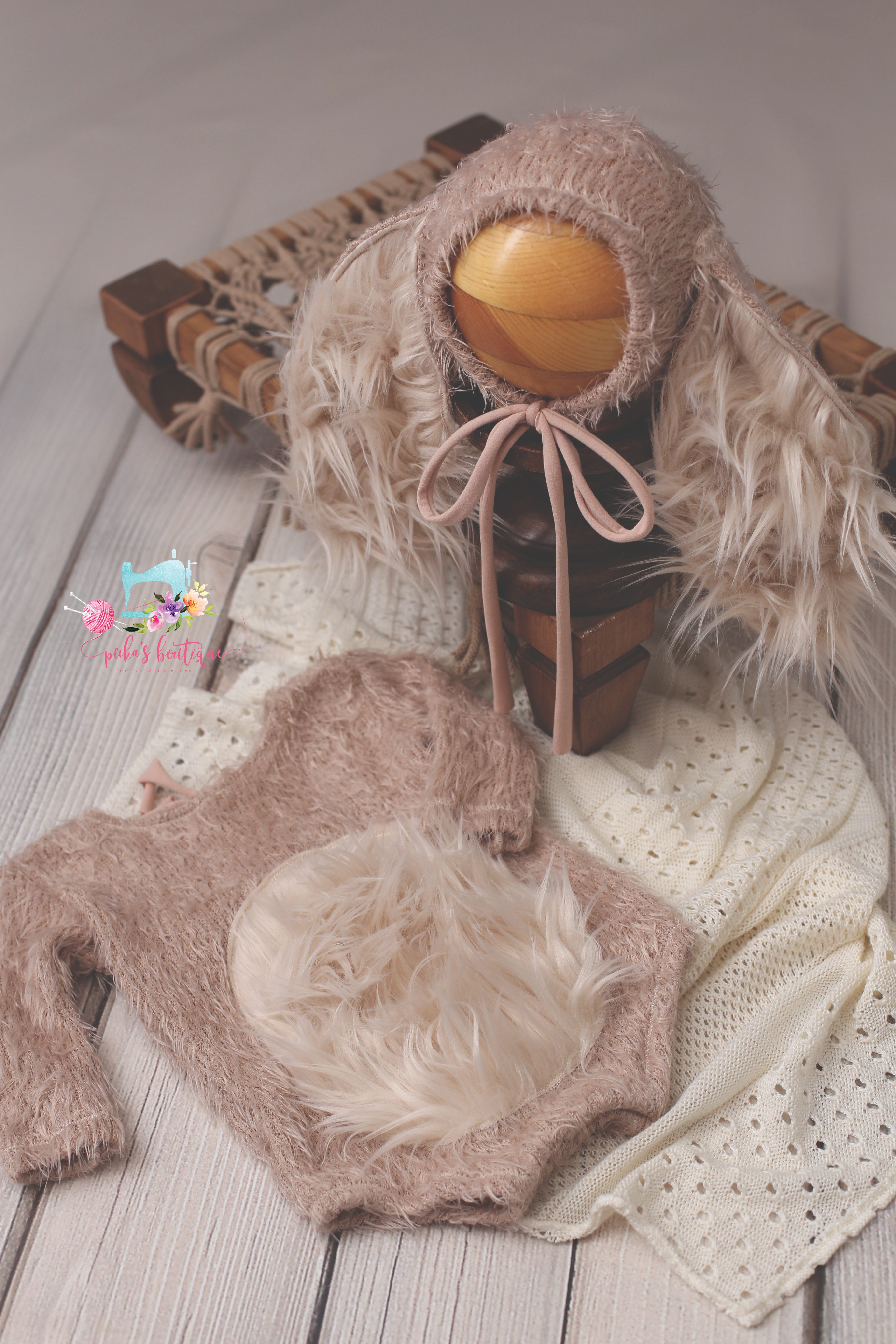 Newborn or Sitter Some Big Fluffy Bunny Bunnies Bonnet and/or Romper- MTO