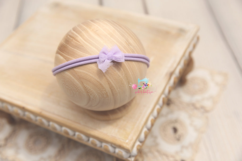 Chiffon Baby Bow Headband- Ready to Ship- Lavender