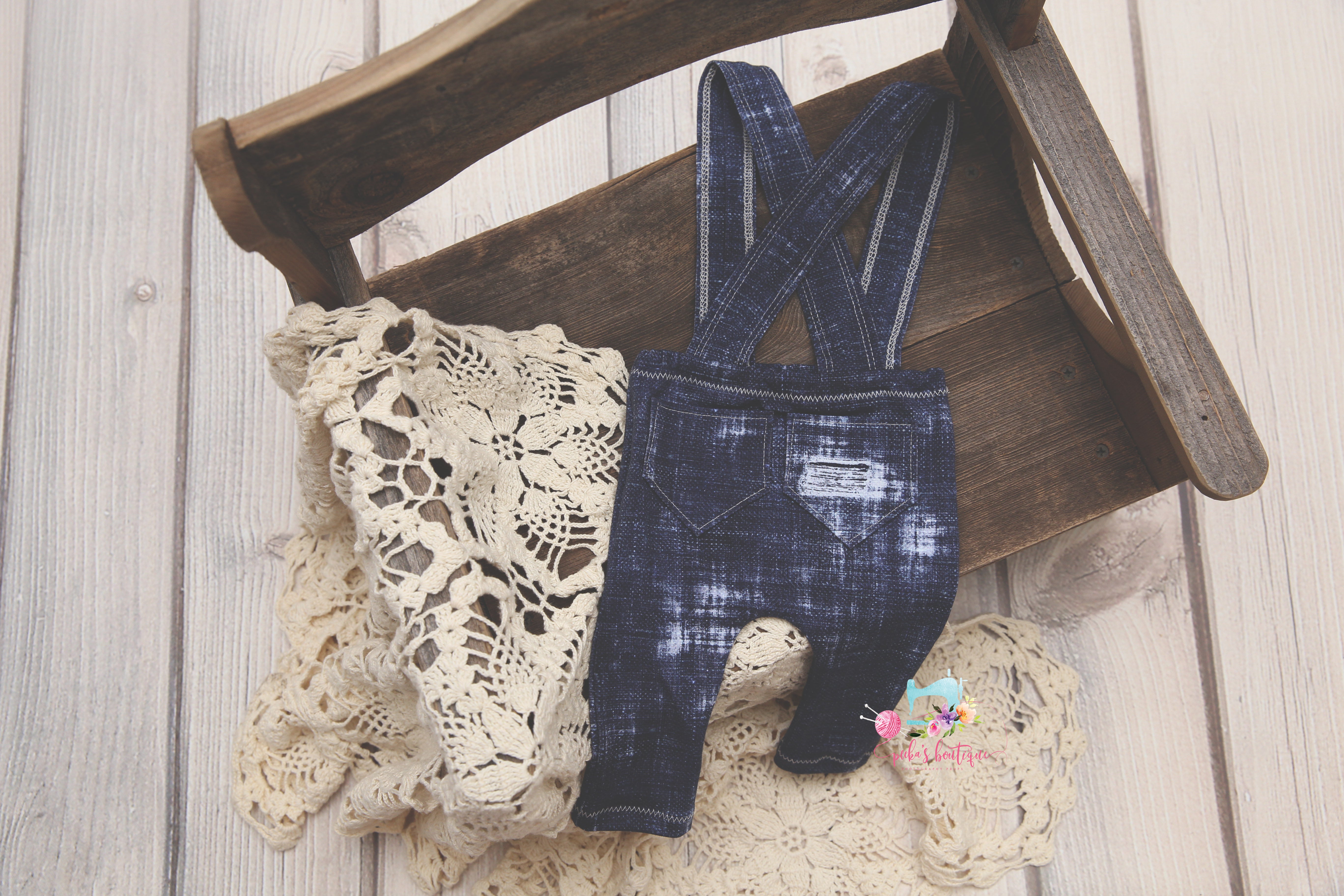 NEW Ripped Greyson Newborn Faux Denim Suspenders- MADE TO ORDER