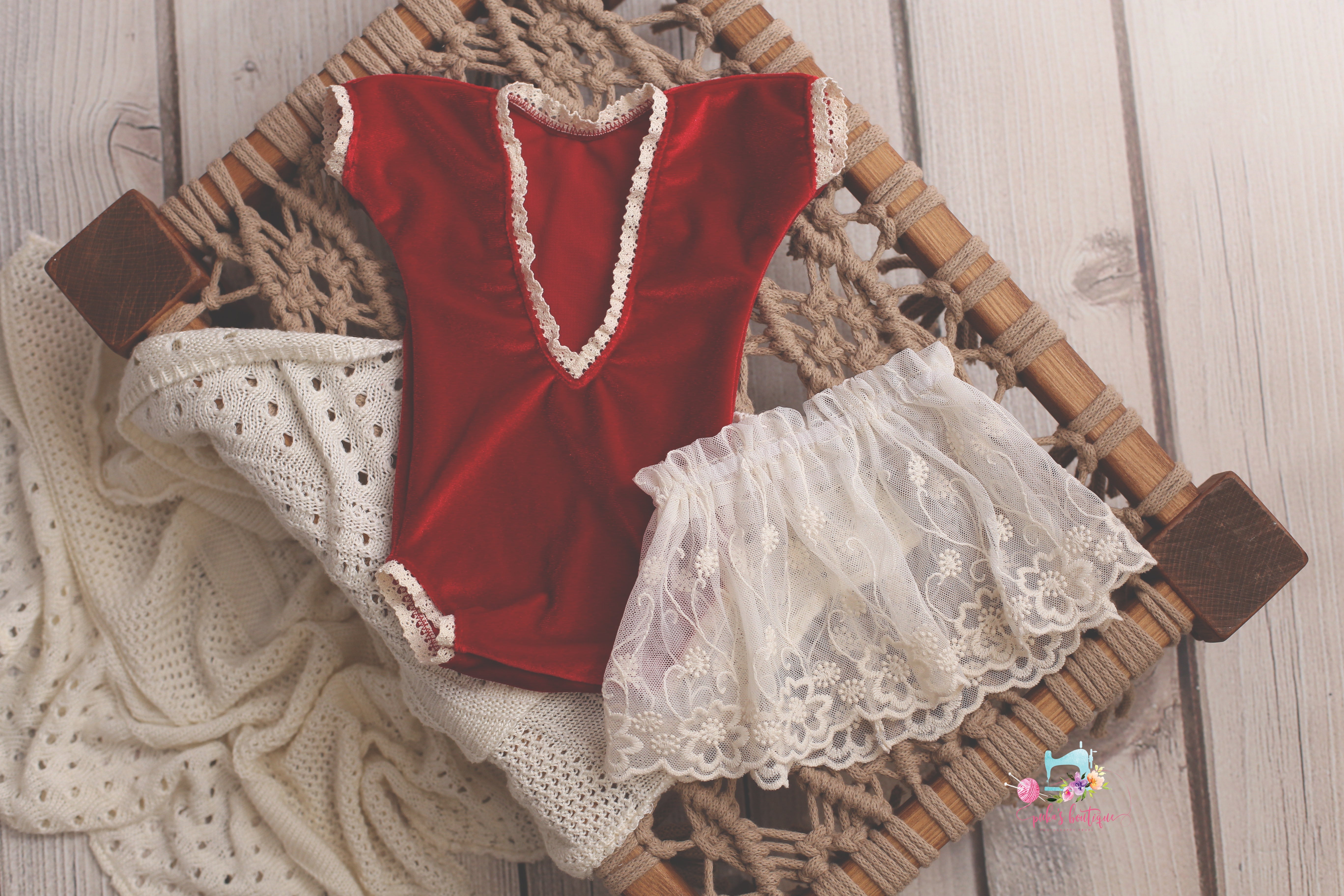 Newborn Meredith Romper- Valentine Velvet & Skirt- MADE TO ORDER