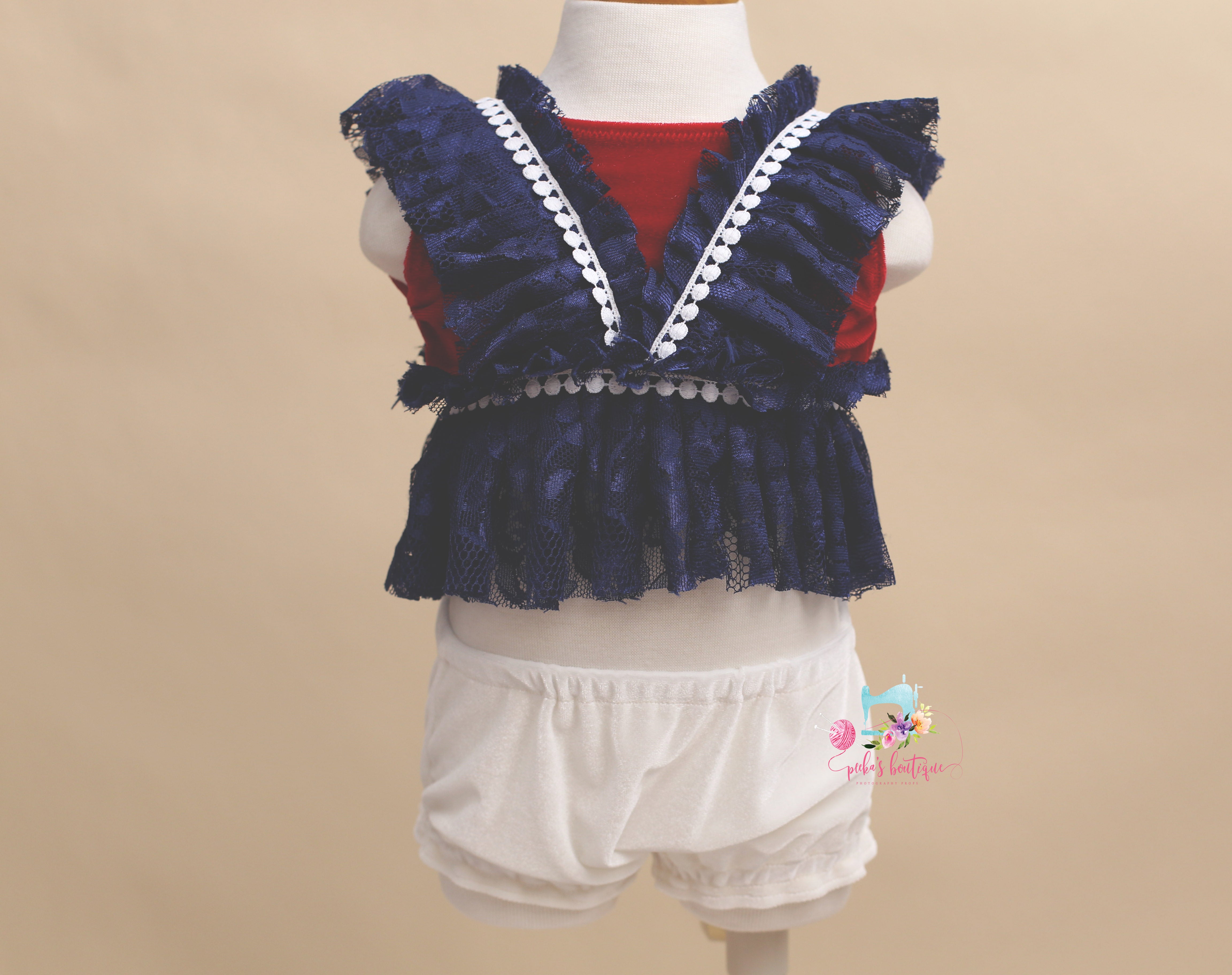 Kinsley Sitter (6-12 Month) Patriotic Outfit- Ready to Ship