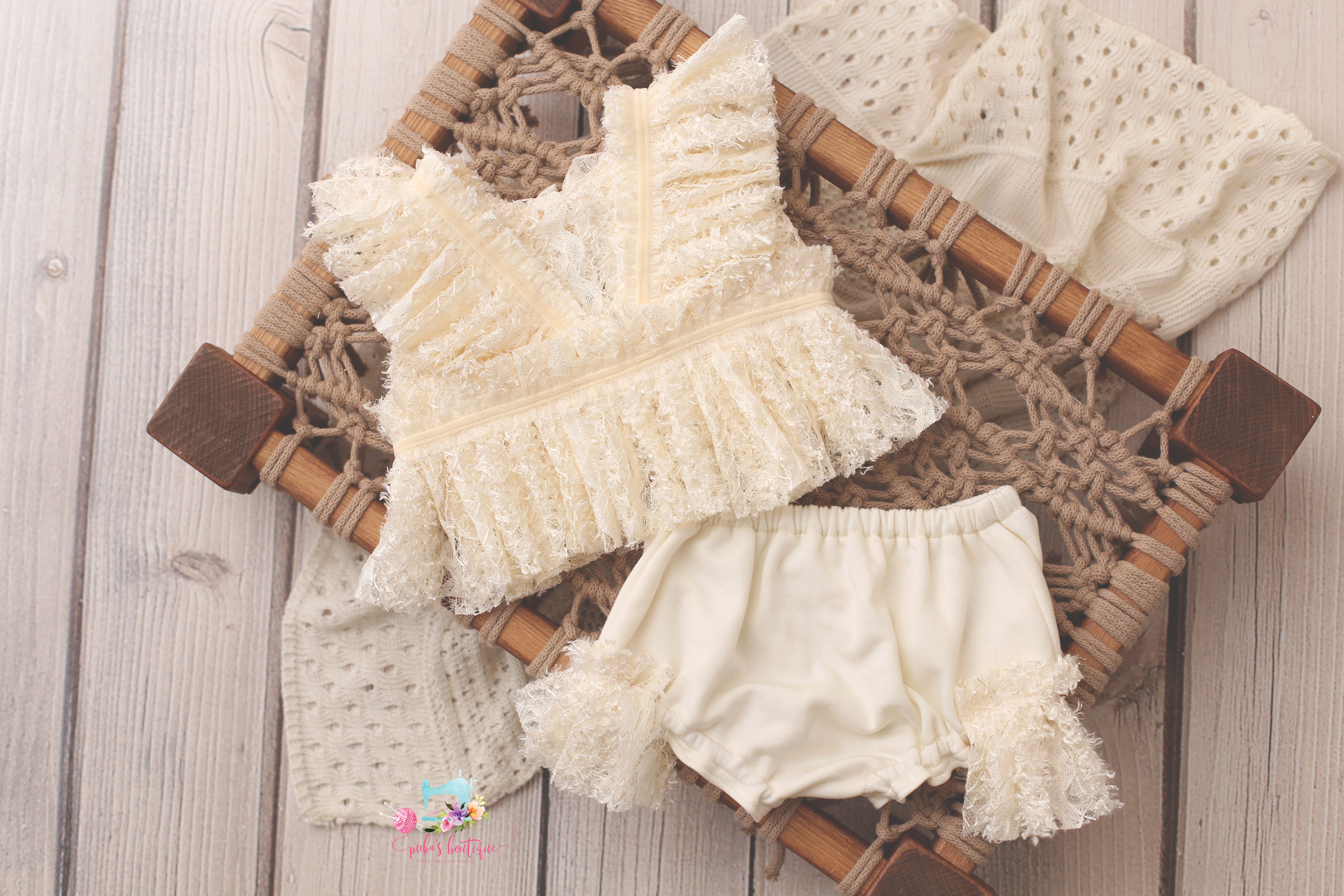 Kinsley Sitter (6-12 Month) Neutral GLITZ Outfit- MADE TO ORDER