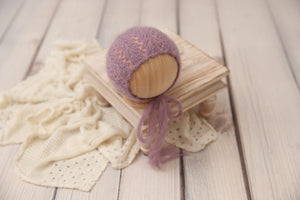 Knit Newborn Bonnet- Gentle Waves- One of a Kind- Ready to Ship