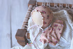 Newborn & Sitter Girl Bonnet and/or Leg Warmers- Vintage Bouquet- MADE TO ORDER