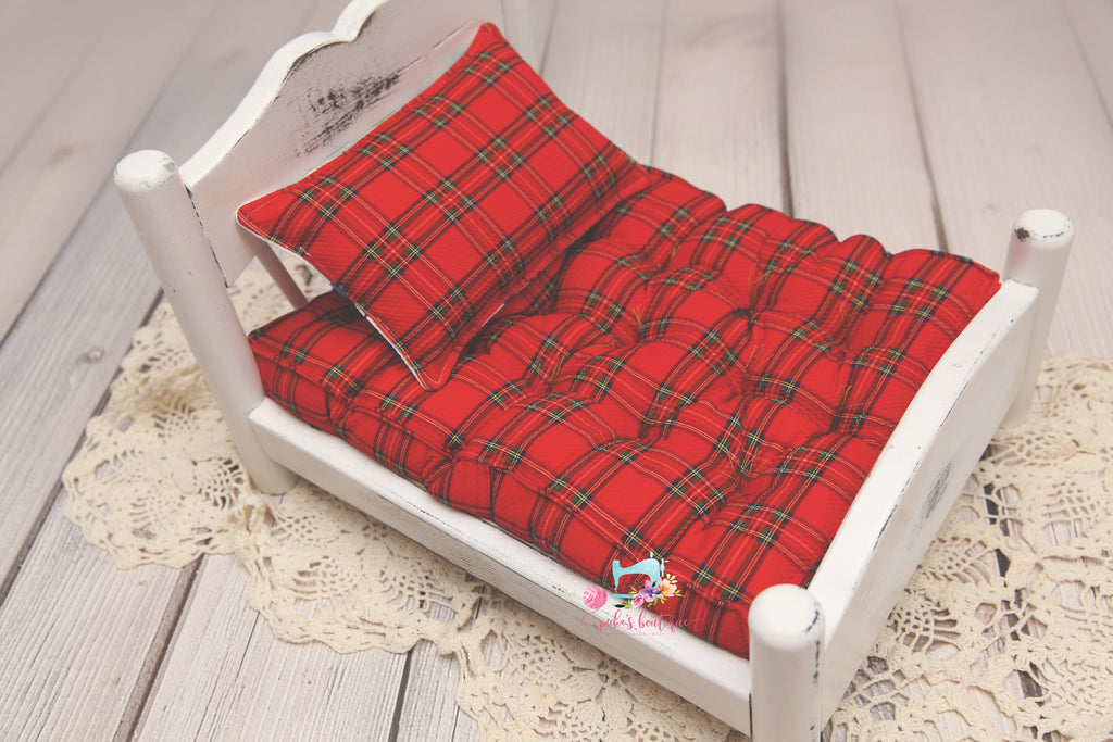 MADE TO ORDER- REVERSIBLE 2 Color Christmas Lights & Plaid- NB Mattress
