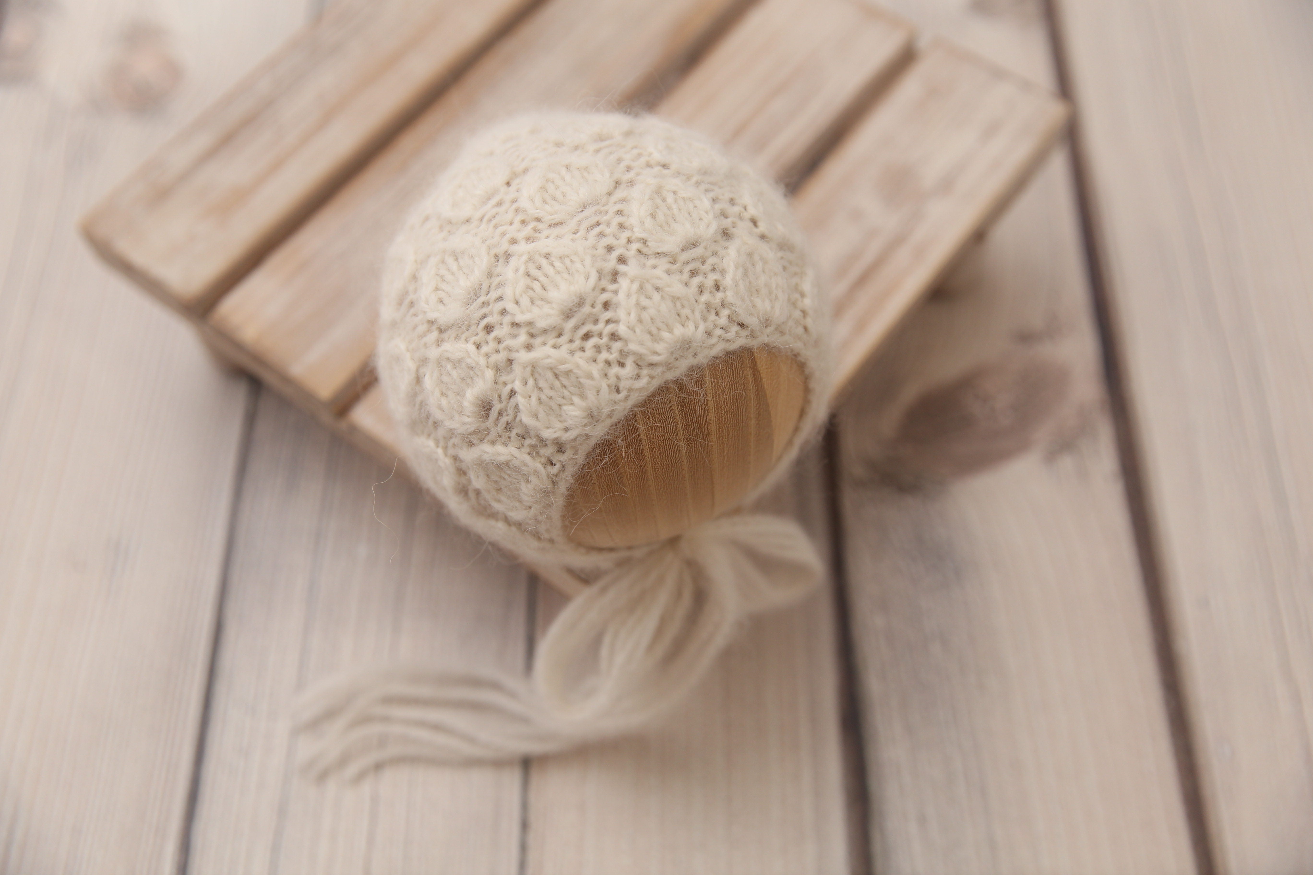 Knit Newborn Bonnet- Ivory Petals- Made To Order
